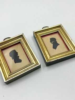 Vintage Pair of Georgian Silhouettes in Gold Leafed Frames